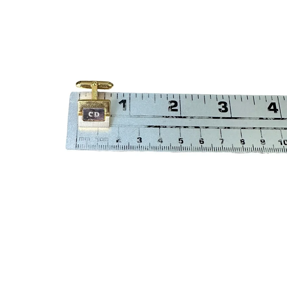 Vintage Christian Dior Mens Gold Silver Tone CD Logo Cufflinks and Tie Clip Set